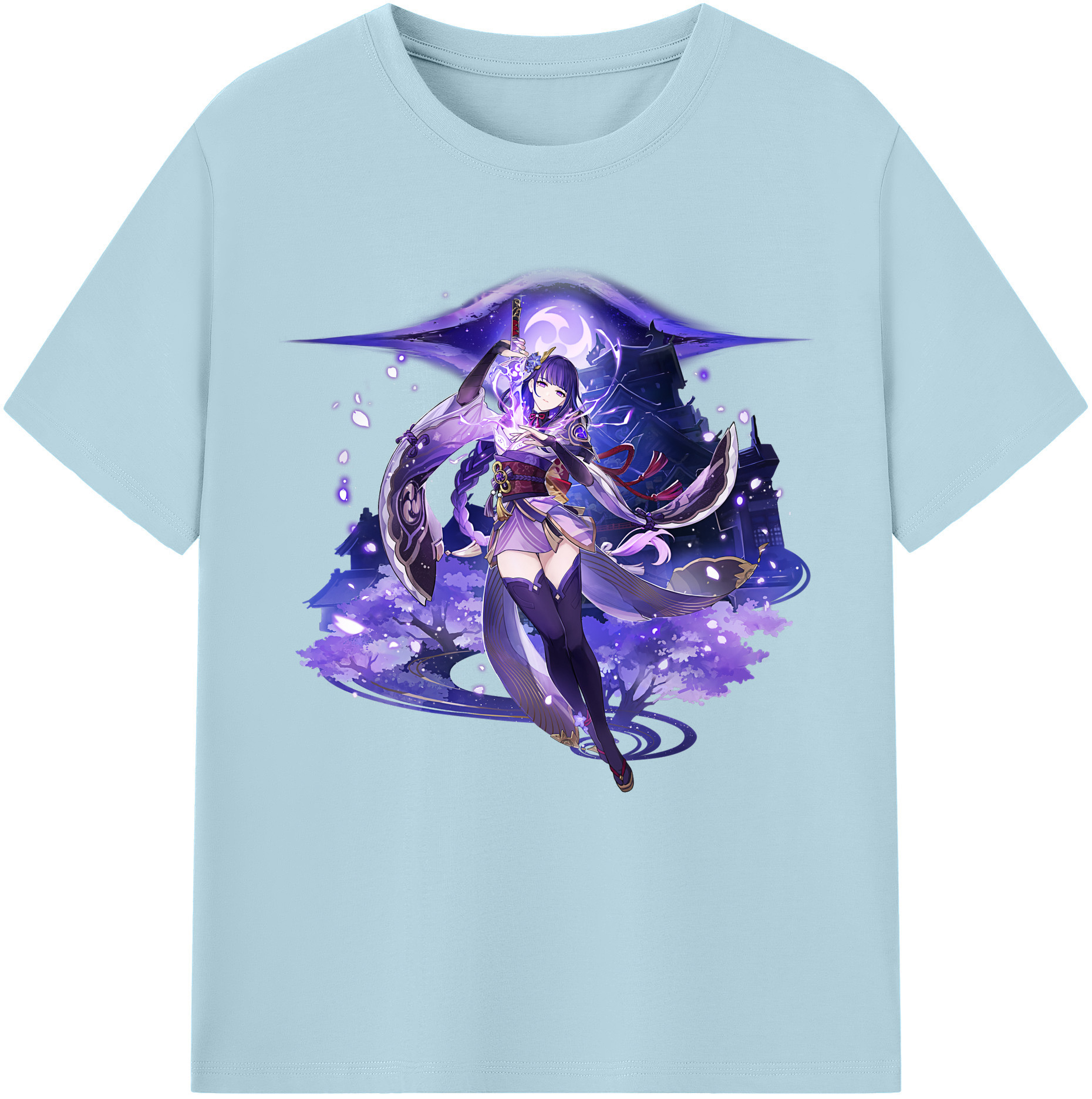げんし神 雷電将軍 らいでんしょうぐん genshin Raiden Shogun 綿100％半袖Tシャツ（フロントプリント）